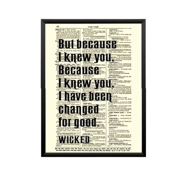 Wicked Musical Quote Print: Antique 9x11 Framed “Because I Knew You” - Picture 1 of 3